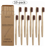 10Pcs Toothbrush Eco-Friendly Rainbow Bamboo Soft Fibre Toothbrush Biodegradable Teeth Brush Solid Bamboo Handle Toothbrush