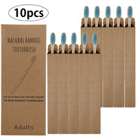 10Pcs Toothbrush Eco-Friendly Rainbow Bamboo Soft Fibre Toothbrush Biodegradable Teeth Brush Solid Bamboo Handle Toothbrush