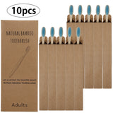 10Pcs Toothbrush Eco-Friendly Rainbow Bamboo Soft Fibre Toothbrush Biodegradable Teeth Brush Solid Bamboo Handle Toothbrush