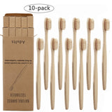 10Pcs Toothbrush Eco-Friendly Rainbow Bamboo Soft Fibre Toothbrush Biodegradable Teeth Brush Solid Bamboo Handle Toothbrush