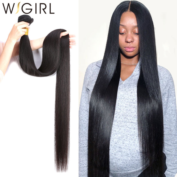 Wigirl Straight 8- 28 30 32 40 Inch Remy Brazilian Hair Weave Bundles 100% Natural Human Hair 1 3 4 Bundles Deals Weaving