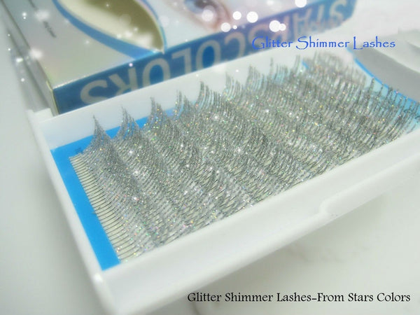 C  Curl 0.15mm Fashion Glitter Eyelash Extensions 12 Strips Individual Eyelash Extension False Eyelashes Glitter Silver