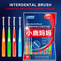 10pcs Adults Interdental Brush Clean Between Teeth Dental Floss Pick Push-pull Toothpick Cleaning Dental Brushes Teeth Care